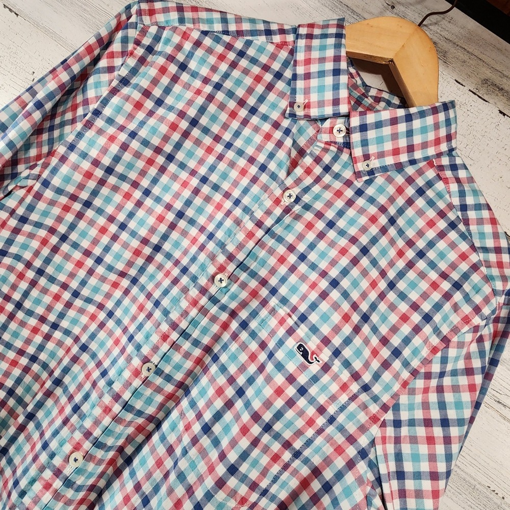 Vineyard Vines Button Down Shirt Mens Small Multicolor Plaid Classic Fit Tucker